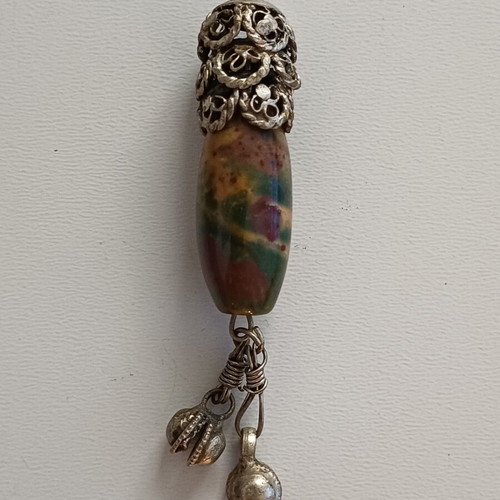 Vintage ethnic tribal pendant amulet with jasper stone