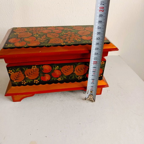 Wooden jewelry box used, hand-painted