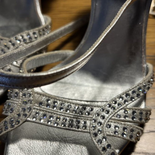 Nak silver sandals like new with strass, size 36