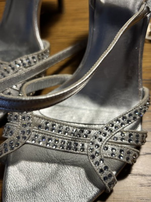 Nak silver sandals like new with strass, size 36
