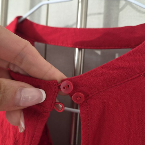 Bershka red blouse with neckline cut used, size L