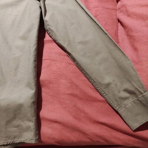Funky Buddha Long-Sleeved Linen Shirt Khaki New Size S
