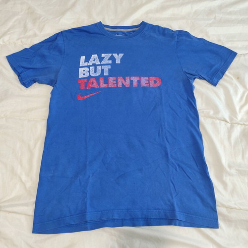 Nike T-shirt M used, blue with worn graphics