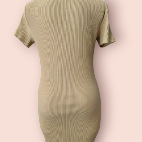 Fitted cotton dress like new, size L-XL, beige