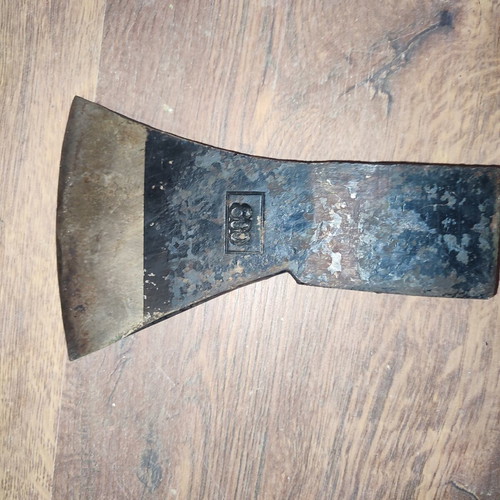 Vintage axe head used, 600 or 800 grams, possibly German