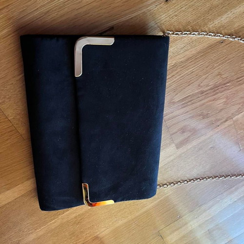 Crossbody bag used black velour with detachable strap