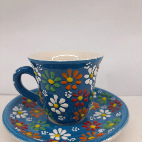 Coffee cup new handmade with saucer