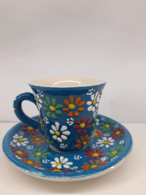 Coffee cup new handmade with saucer