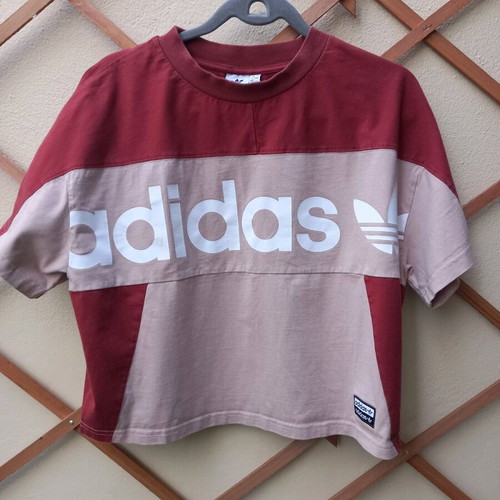 Adidas T-shirt women's used, size M, beige-red