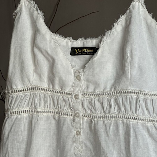 Coquette Aesthetic Cottagecore Linen Dress like new, white, size XL