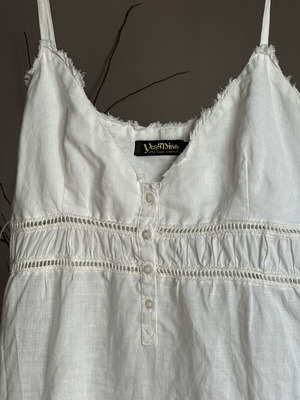 Coquette Aesthetic Cottagecore Linen Dress like new, white, size XL
