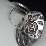 Handmade statement ring new, brutalist oval embossed silver