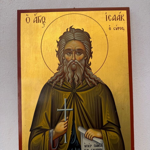 Handwritten Icon of Saint Isaac the Syrian with Autograph Dedication, Like New