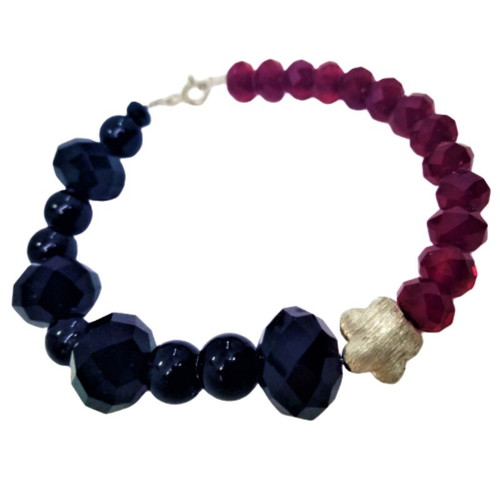 Bracelet with crystals and 925 silver flower new
