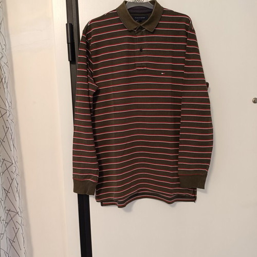Tommy Hilfiger men's long-sleeve polo shirt like new, size M, khaki