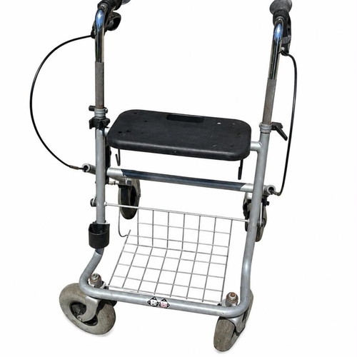 Rollator used with seat, hand brakes and adjustable handles