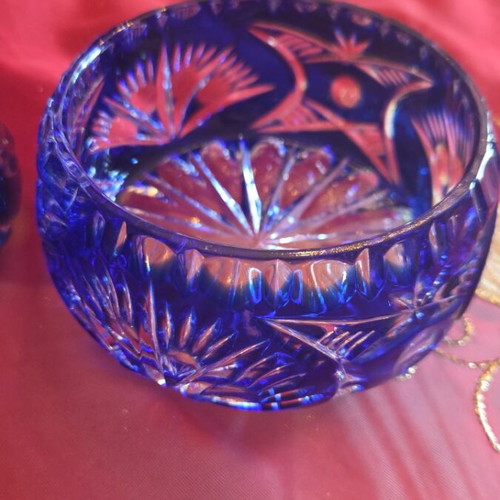 Crystal bowls electric blue for nuts, new
