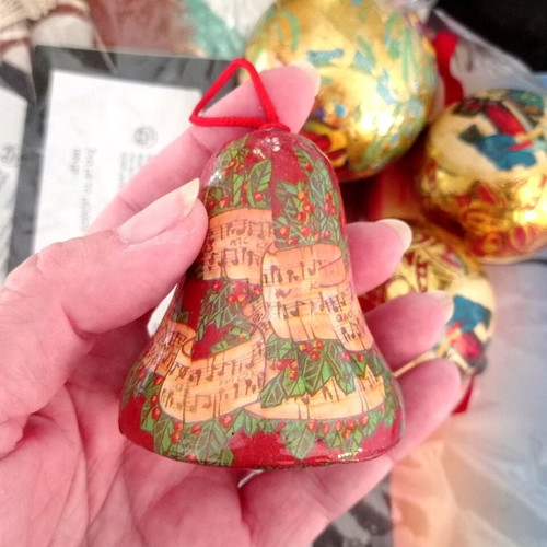 Vintage Christmas ornaments used, pack of 4, pressed paper