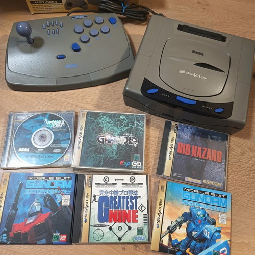 Sega Saturn Japan Console used with Arcade Stick and 6 Games