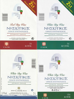 Cair Rhodes wine labels 4 pieces new, 2 liters