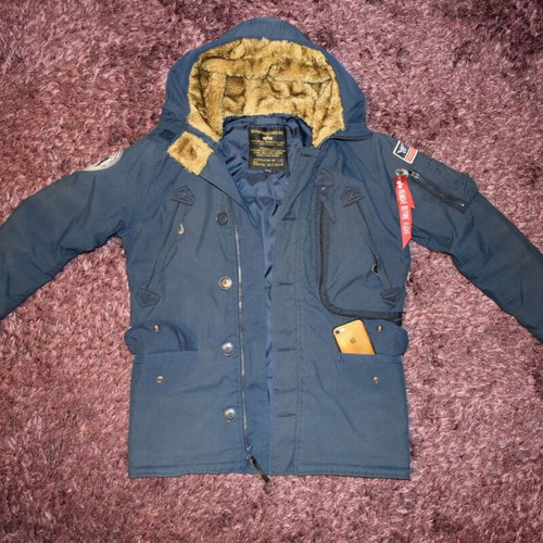 Alpha Industries Polar men's parka jacket size S used, blue