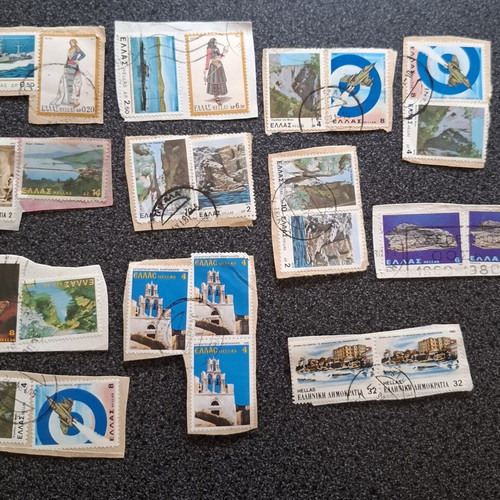 Greek stamps used, pack of 21 vintage pieces