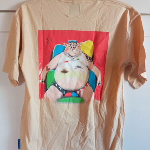 Vintage humorous t shirt Pig Brother, like new, size L-XL, apricot