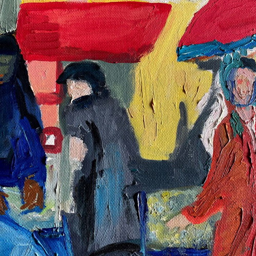 Acrylic painting like new, theme Laiki Agora 50x40 cm