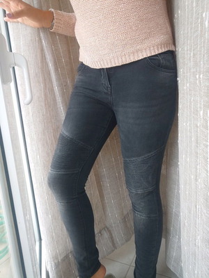 Bershka Black Biker Denim Pants used, size 40