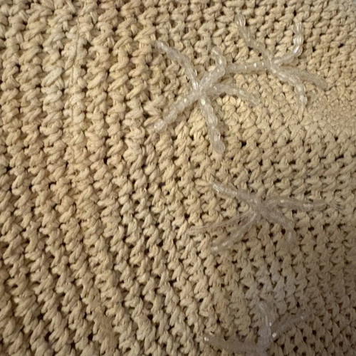 Bucket hat beige straw with embroidered star designs like new