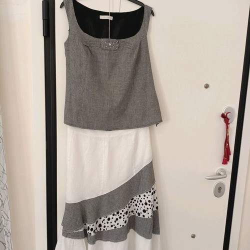 Vener women's linen set, white and grey