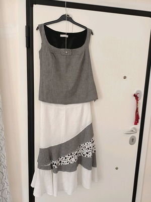 Vener women's linen set like new, white and gray