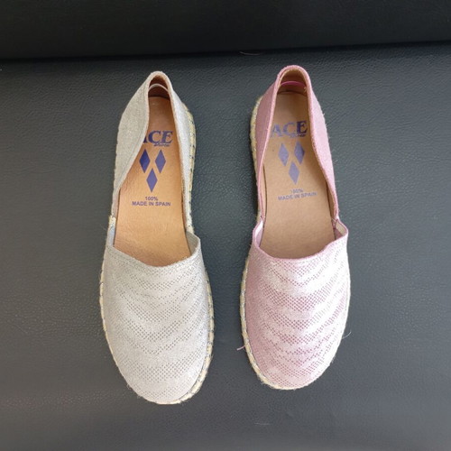Espadrilles Ace new, genuine leather, grey and purple