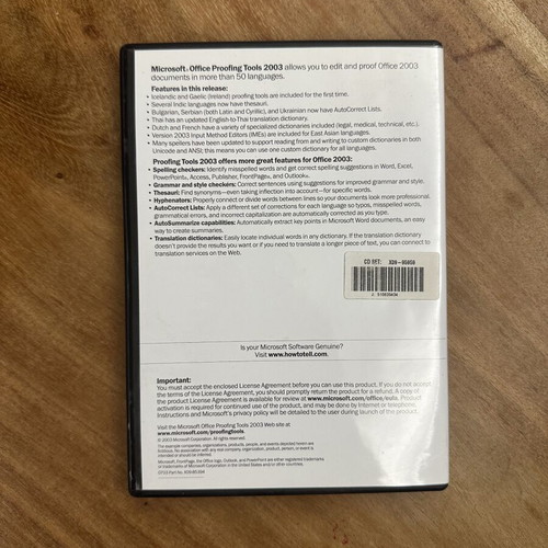 Microsoft Office Proofing Tools 2003 CD like new