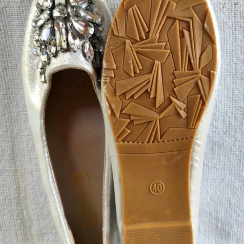 Ballerina shoes silver size 40 new embroidered with strass