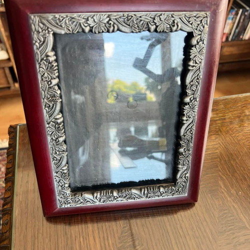 Vintage Brown Silver Ornate Photo Frame like new, baroque floral design