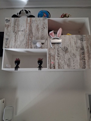 Small furniture set used, desk, hanging cabinets, dressing table, office chair