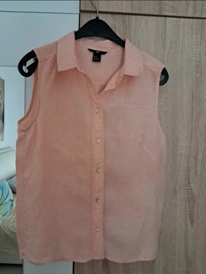 H&M sleeveless linen shirt, orange, size M