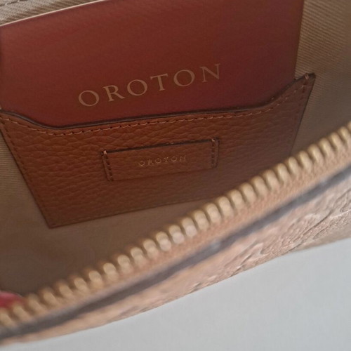 Oroton medium brown wristlet pouch