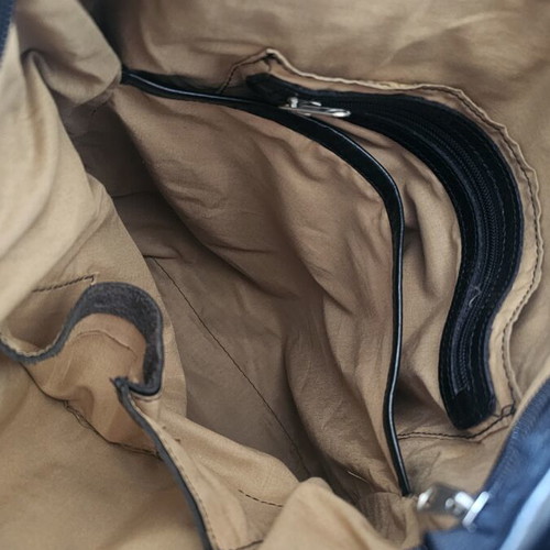 Leather shoulder bag used, black and gray