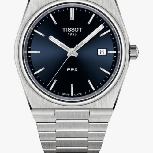 Tissot PRX men's watch 40mm battery silver metal bracelet like new