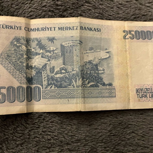 Collectible paper money used, pack of 5 from Egypt, Ukraine, Turkey