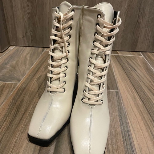 Iris high heel laced boots new, beige, size 37
