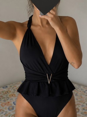 Lisca black one-piece swimsuit like new with gold detail