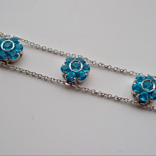 Pasquale Bruni blue topaz flower cluster bracelet like new, turquoise and silver