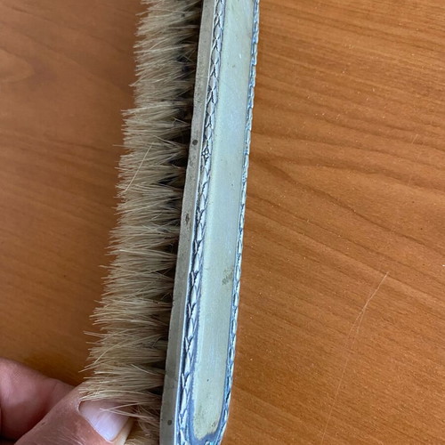 Vintage clothes brush used, 18 cm, with bronze decoration