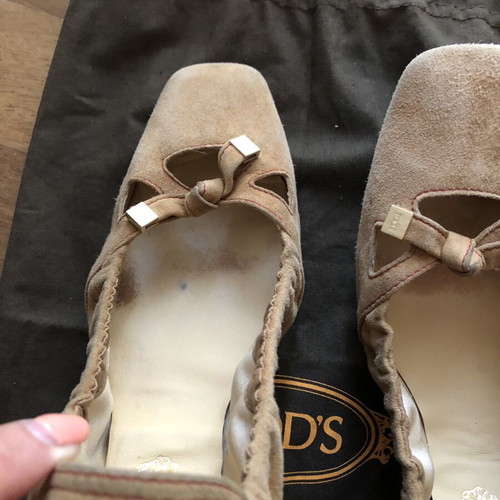 Tod's camel suede ballerina flats size 38.5