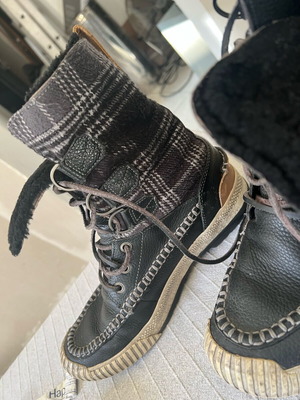 Timberland Boots 42 Used Leather and Fur Gray Brown