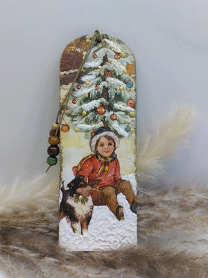 Wooden handmade Christmas bookmark new