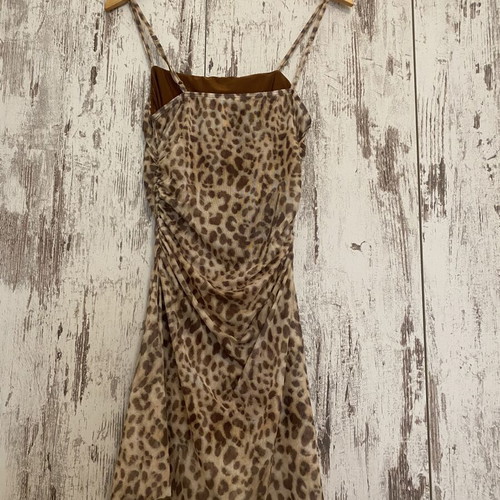 Shein Petite Leopard Print Ruched Midi Dress, size M